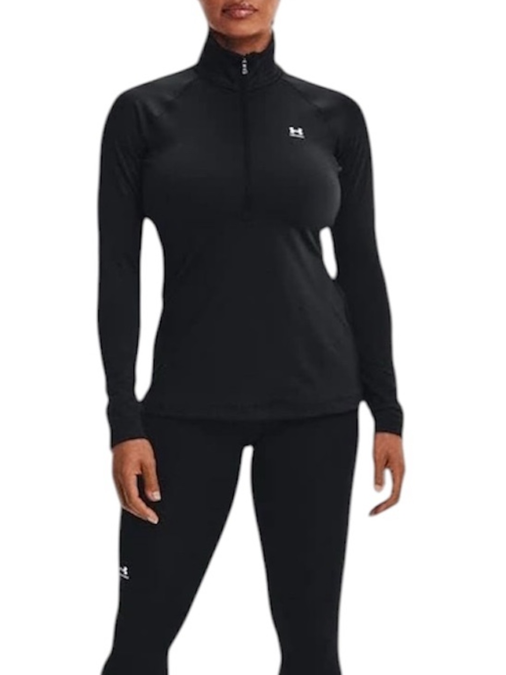 Under Armour Solid Black 1/4 Zip Collared Long Sleeve Performance Top